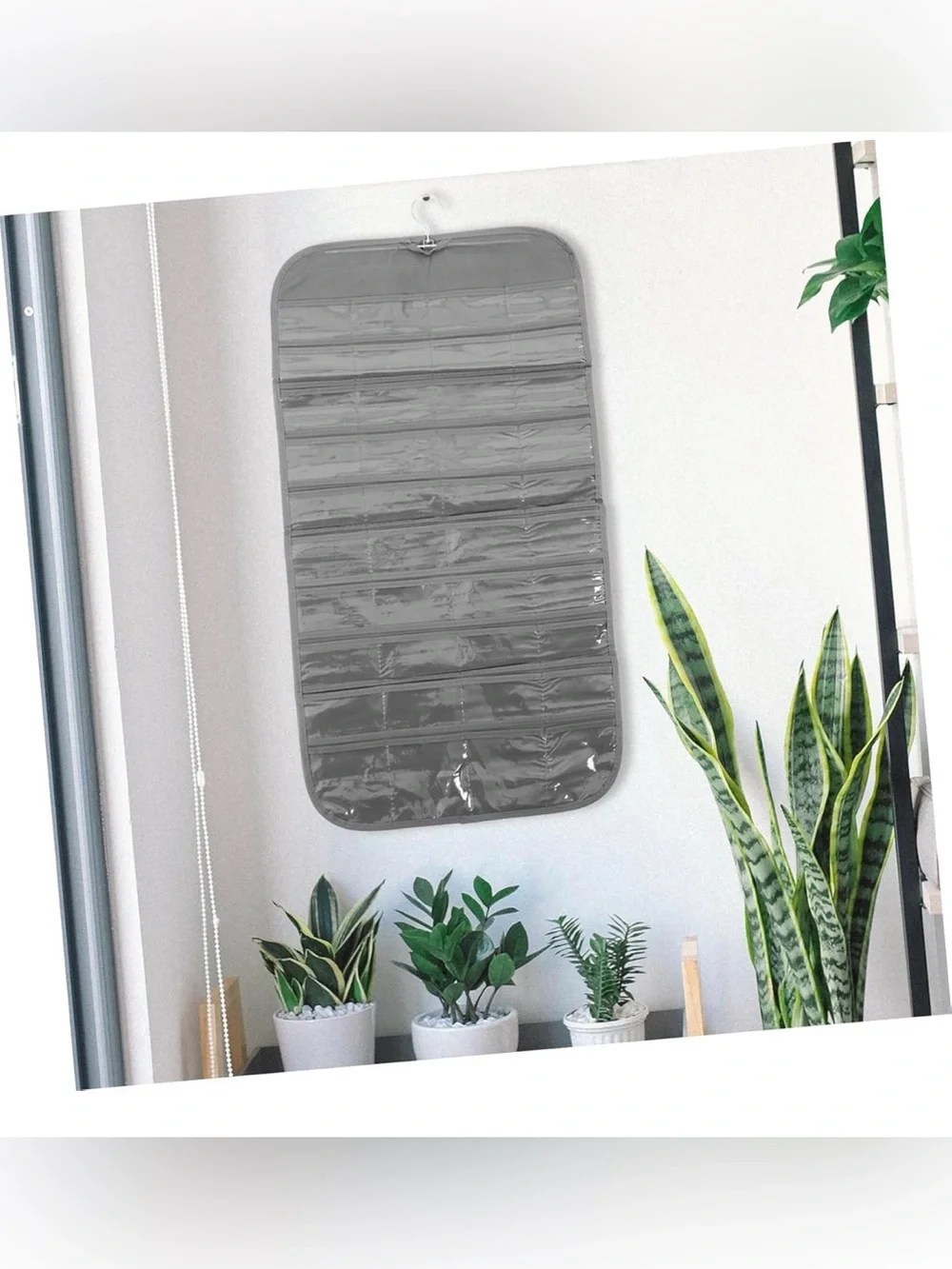 Hanging Jewelry Organizer with Clear Pockets - Gray. NWT